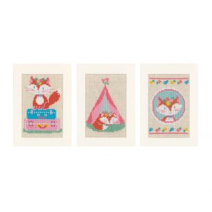 Counted Cross Stitch Cards: Lief! Little Fox on Travel (Set of 3) Vervaco PN-0155773