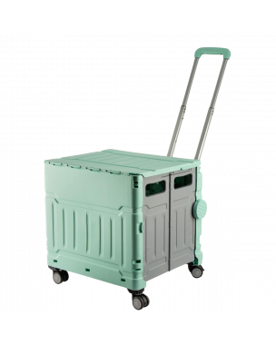 Plastic Folding Trolley Green | Craft/Sewing and Hobby Box with Wheels | 47 x 46 x 39cm Sewing Online YN8806-GREEN