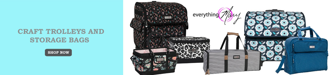 A group of Everything Mary Tote Bags and trolley bags